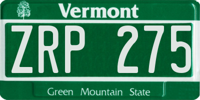 VT license plate ZRP275