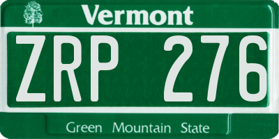 VT license plate ZRP276