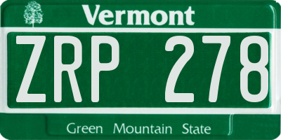 VT license plate ZRP278
