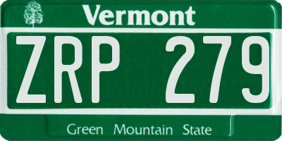 VT license plate ZRP279