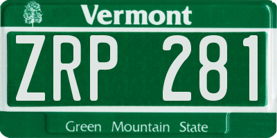 VT license plate ZRP281