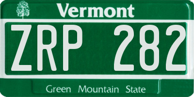 VT license plate ZRP282