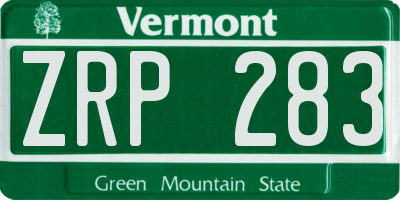 VT license plate ZRP283