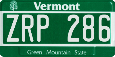 VT license plate ZRP286
