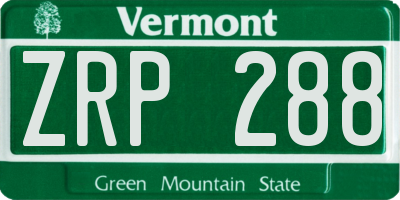 VT license plate ZRP288