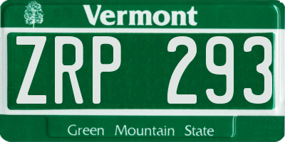 VT license plate ZRP293