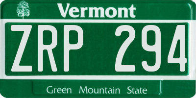VT license plate ZRP294
