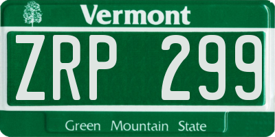 VT license plate ZRP299