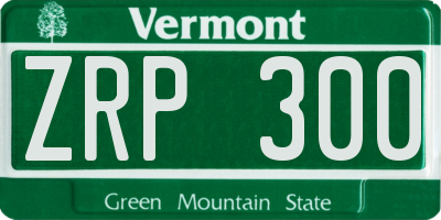 VT license plate ZRP300