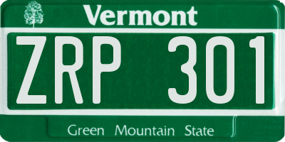 VT license plate ZRP301
