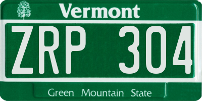 VT license plate ZRP304