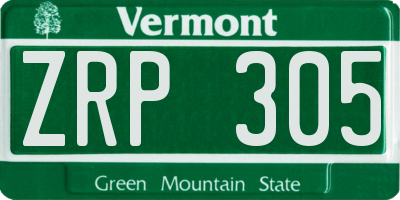 VT license plate ZRP305