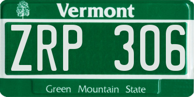 VT license plate ZRP306