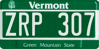 VT license plate ZRP307