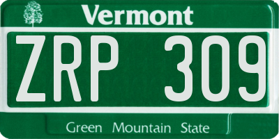 VT license plate ZRP309