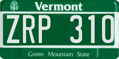 VT license plate ZRP310