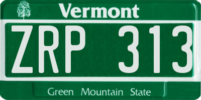 VT license plate ZRP313