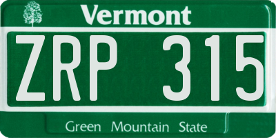 VT license plate ZRP315
