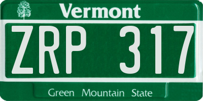 VT license plate ZRP317