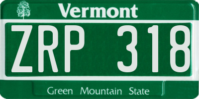 VT license plate ZRP318
