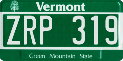 VT license plate ZRP319