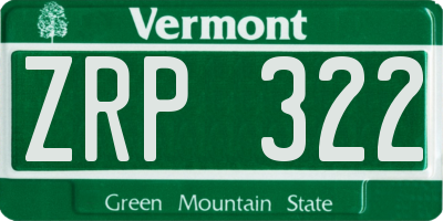 VT license plate ZRP322