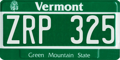 VT license plate ZRP325