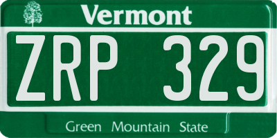 VT license plate ZRP329