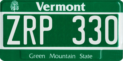 VT license plate ZRP330