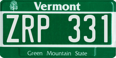 VT license plate ZRP331