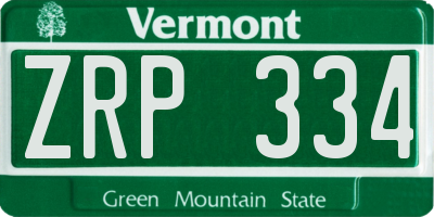 VT license plate ZRP334