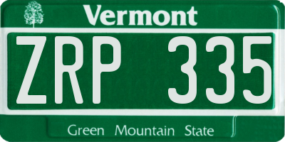 VT license plate ZRP335