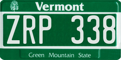 VT license plate ZRP338