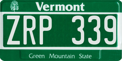 VT license plate ZRP339