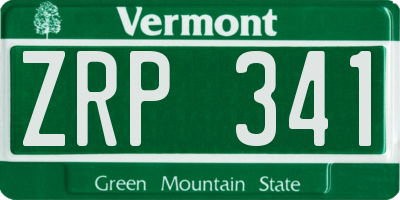 VT license plate ZRP341
