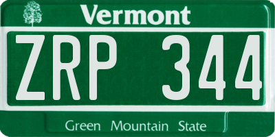 VT license plate ZRP344