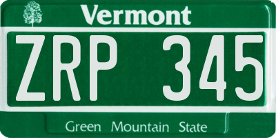VT license plate ZRP345