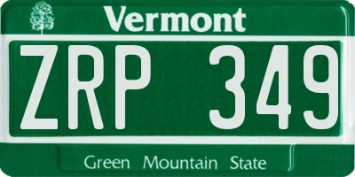 VT license plate ZRP349
