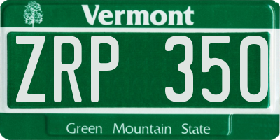 VT license plate ZRP350