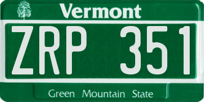 VT license plate ZRP351