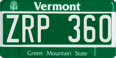 VT license plate ZRP360