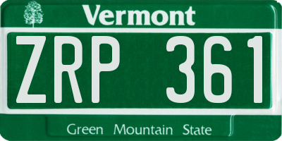 VT license plate ZRP361