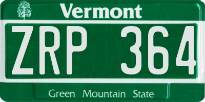 VT license plate ZRP364