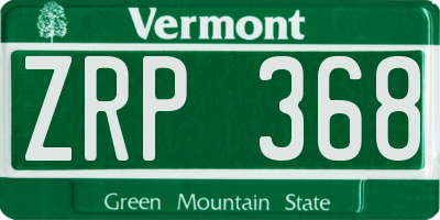 VT license plate ZRP368