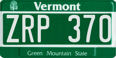 VT license plate ZRP370