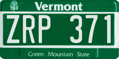 VT license plate ZRP371