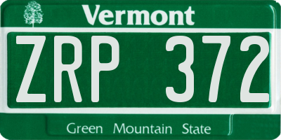 VT license plate ZRP372