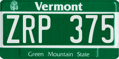 VT license plate ZRP375
