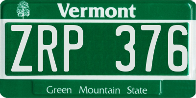 VT license plate ZRP376