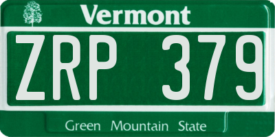 VT license plate ZRP379